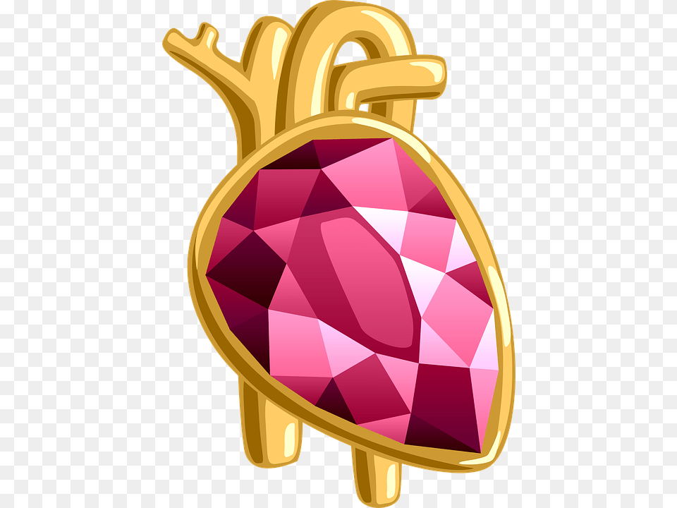 Jewel Golden Heart Anatomical Ruby Gems Gem Illustration, Accessories, Jewelry, Gemstone, Ammunition Free Transparent Png