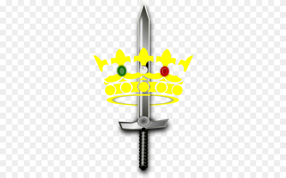 Jeweled Crown And Sword Clip Art Sword With Crown, Weapon, Blade, Dagger, Knife Free Png Download