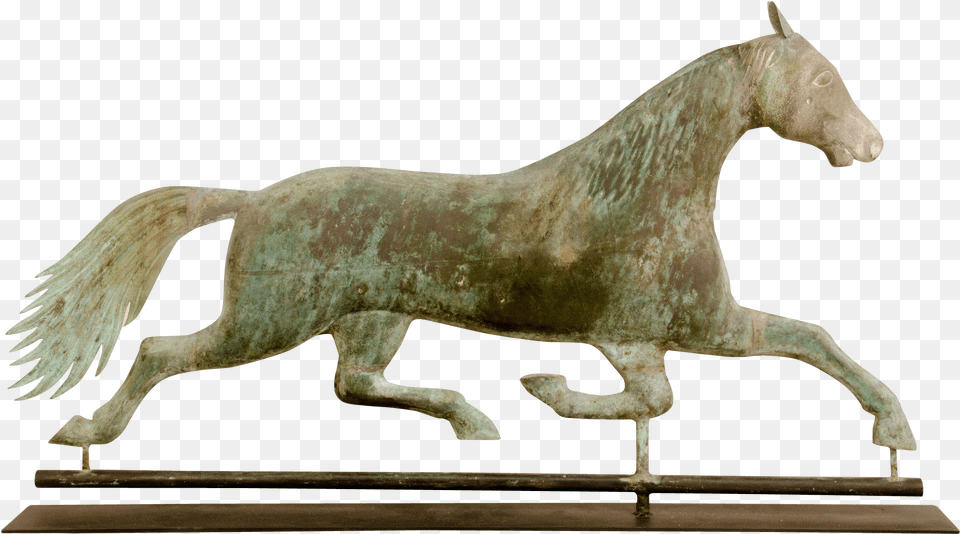 Jewell Made This Running Horse Weathervane From Bronze Sculpture, Animal, Mammal, Art Png