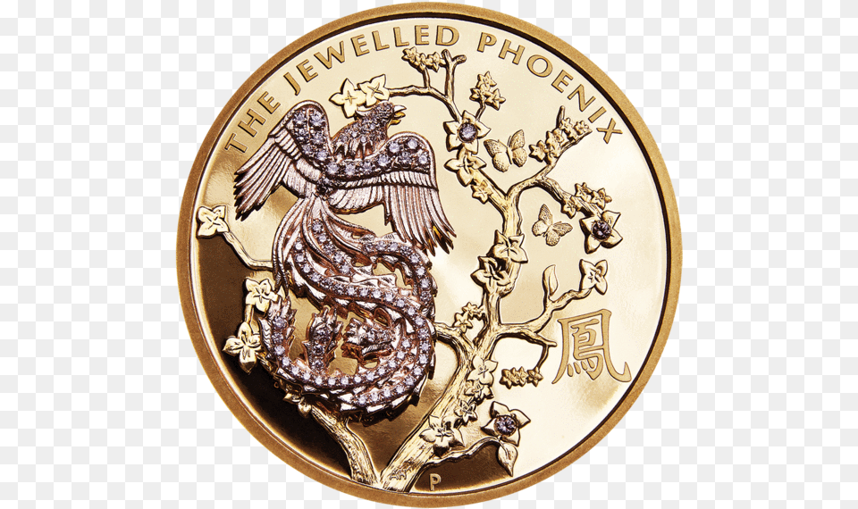 Jewelled Phoenix, Coin, Money, Animal, Bird Free Transparent Png