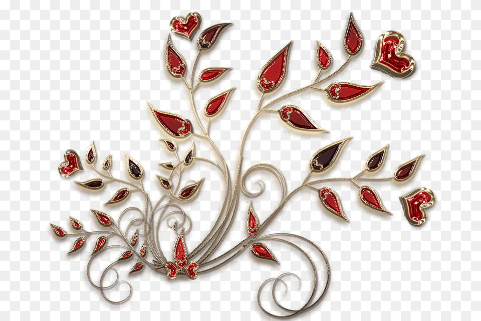 Jewelry Background Red And Gold Flowers Background, Accessories, Art, Graphics, Pattern Free Png