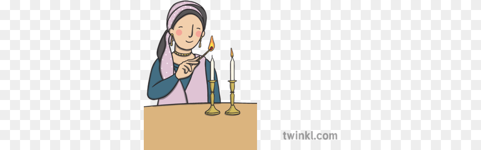 Jewish Woman Lighting Shabbat Candles Illustration Twinkl Religion, People, Person, Baby, Face Png Image