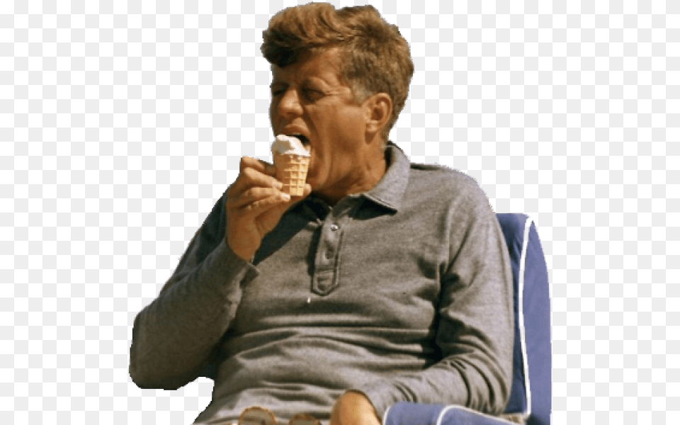 Jfk Ice Cream Photo 717 Image Famous People Eating Ice Cream, Person, Ice Cream, Head, Food Free Png Download