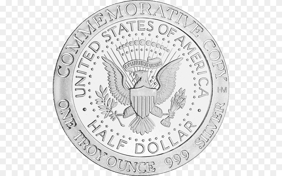 Jfk Silver Round Half Dollar 1964 Back Mandala De Conejo Para Coloreado, Coin, Money, Animal, Bird Free Transparent Png