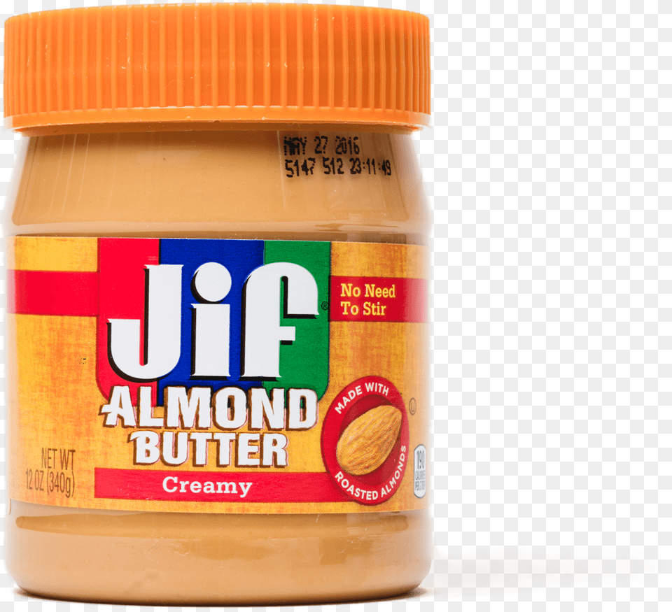 Jif Almond Butter Creamy 12 Oz Jar, Food, Peanut Butter, Can, Tin Png Image