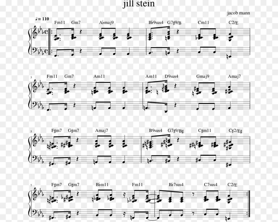 Jill Stein By Jacob Mann Sheet Music For Piano Love Letters Elvis Piano Sheet, Gray Free Png Download