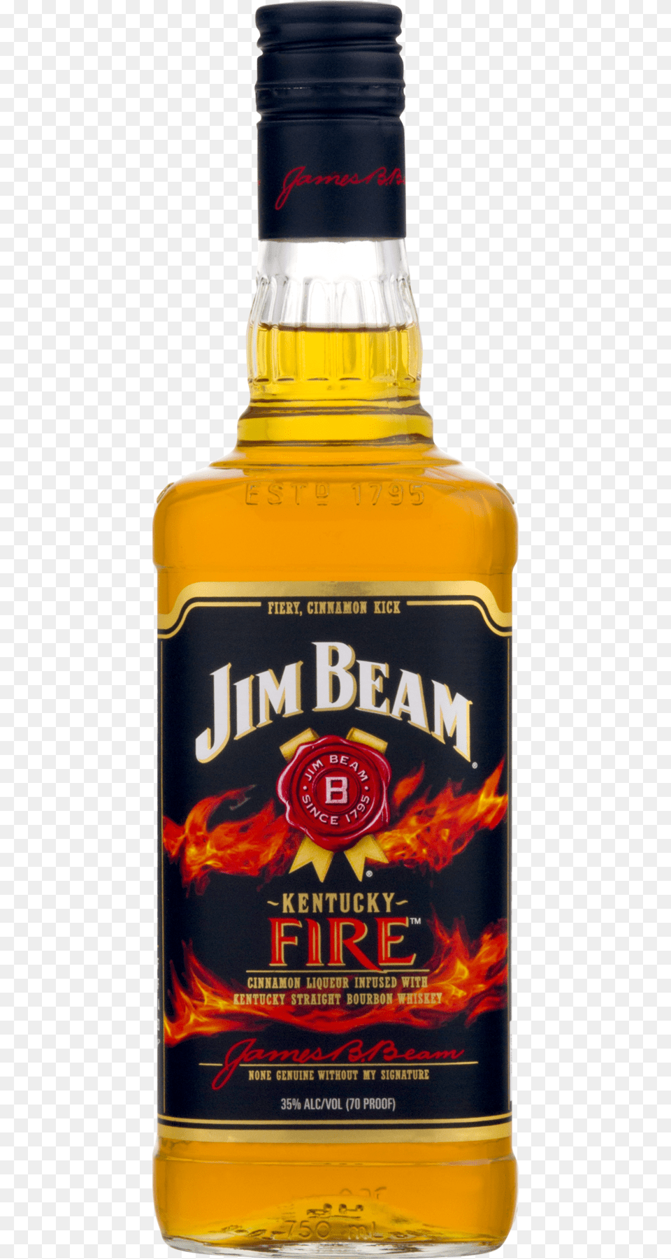 Jim Beam Kentucky Fire, Alcohol, Beverage, Liquor, Whisky Free Png