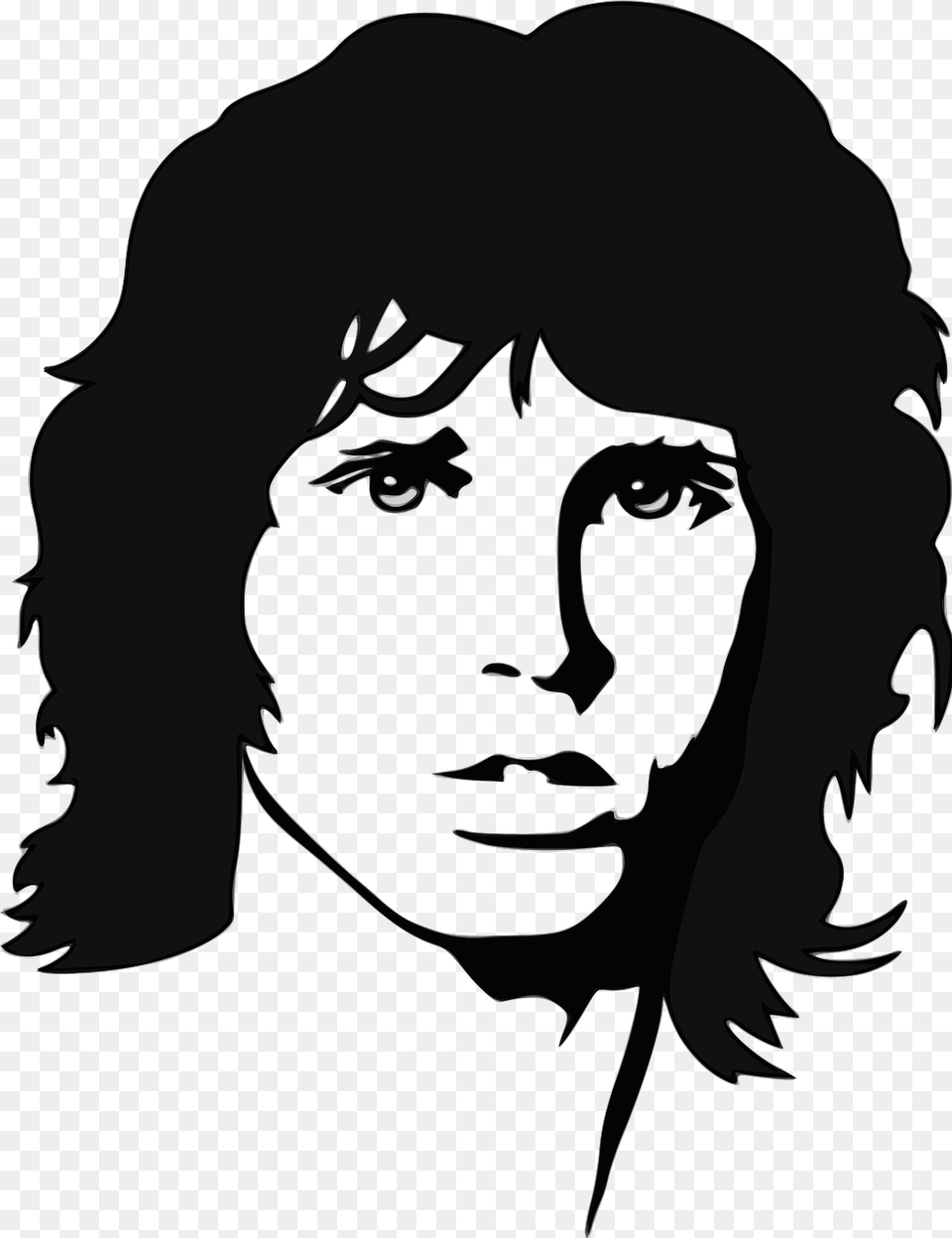 Jim Morrison Black And White Jim Morrison And Cat, Stencil, Person, Face, Head Free Png Download