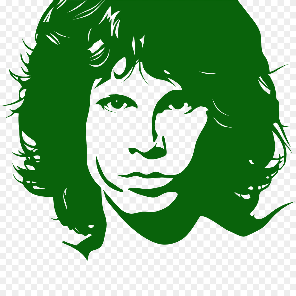 Jim Morrison Stencil Silhouette, Face, Green, Head, Person Free Png Download