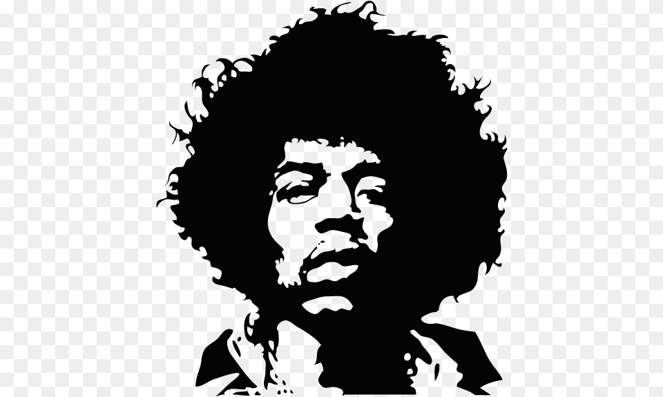 Jimi Hendrix Black And White Portrait Stencil Guitarist Jimmy Hendrix Vector, Face, Head, Person, Photography Free Png Download