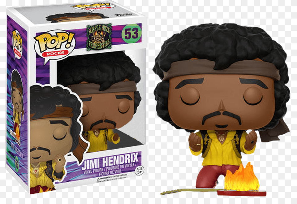 Jimi Hendrix Monterey Us Exclusive Pop Vinyl Figure Jimi Hendrix Burning Guitar Pop, Person, Baby, Face, Head Png