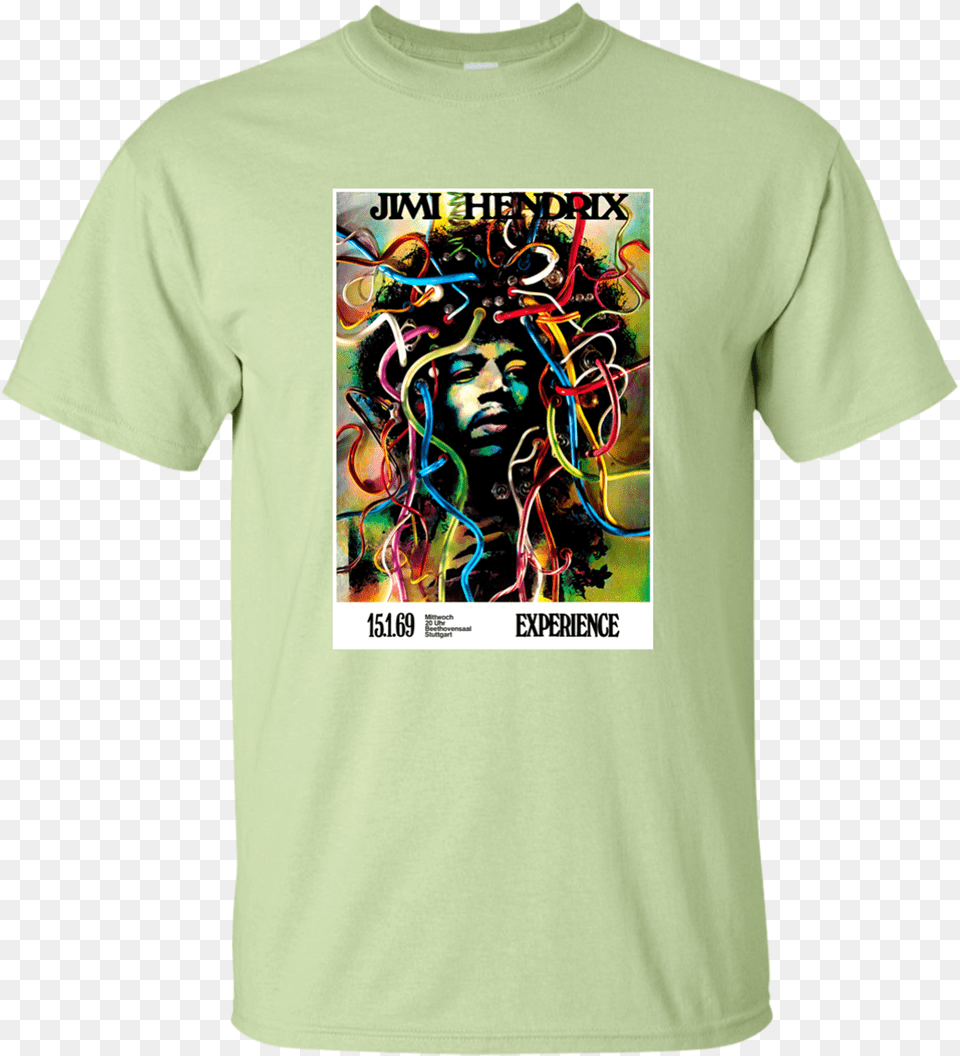 Jimi Hendrix Retro G200 Gildan Ultra Cotton T Jimi Hendrix Stuttgart Germany Original Poster, Clothing, T-shirt, Person, Face Png Image