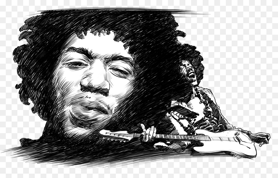 Jimi Hendrix Smoking, Art, Adult, Man, Male Free Png Download