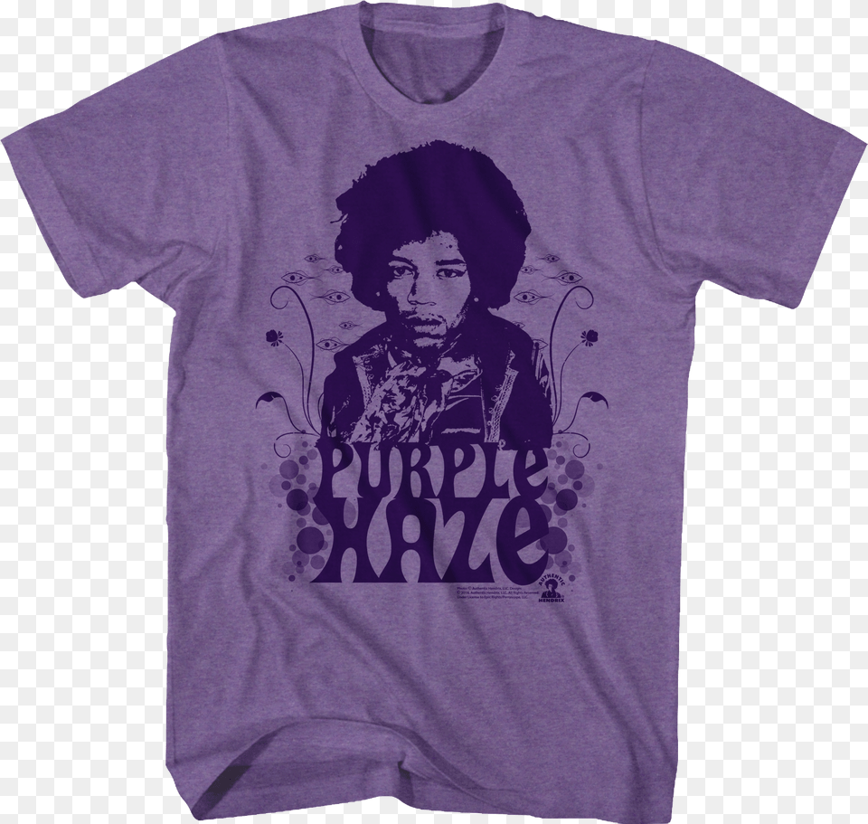 Jimi Hendrix T Shirt Official Purple Purple Haze T Shirt, Clothing, T-shirt, Adult, Face Png