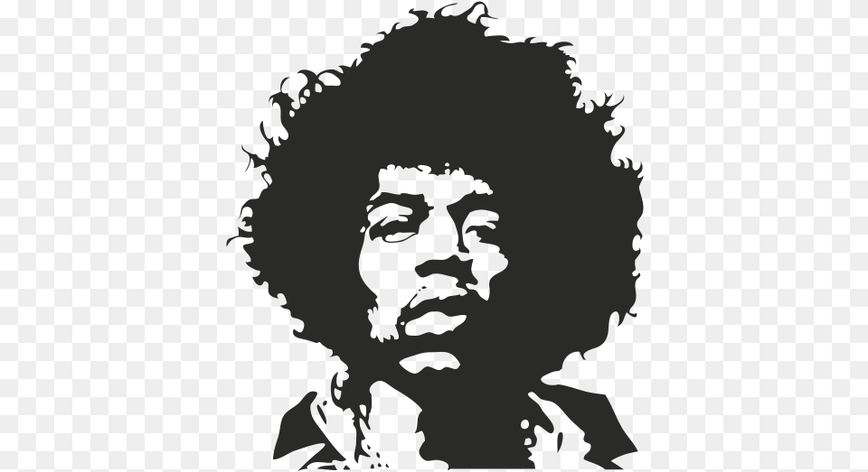 Jimi Hendrix Wall Decal Sticker Art Jimi Hendrix Black And White Painting, Stencil, Silhouette, Baby, Face Png Image