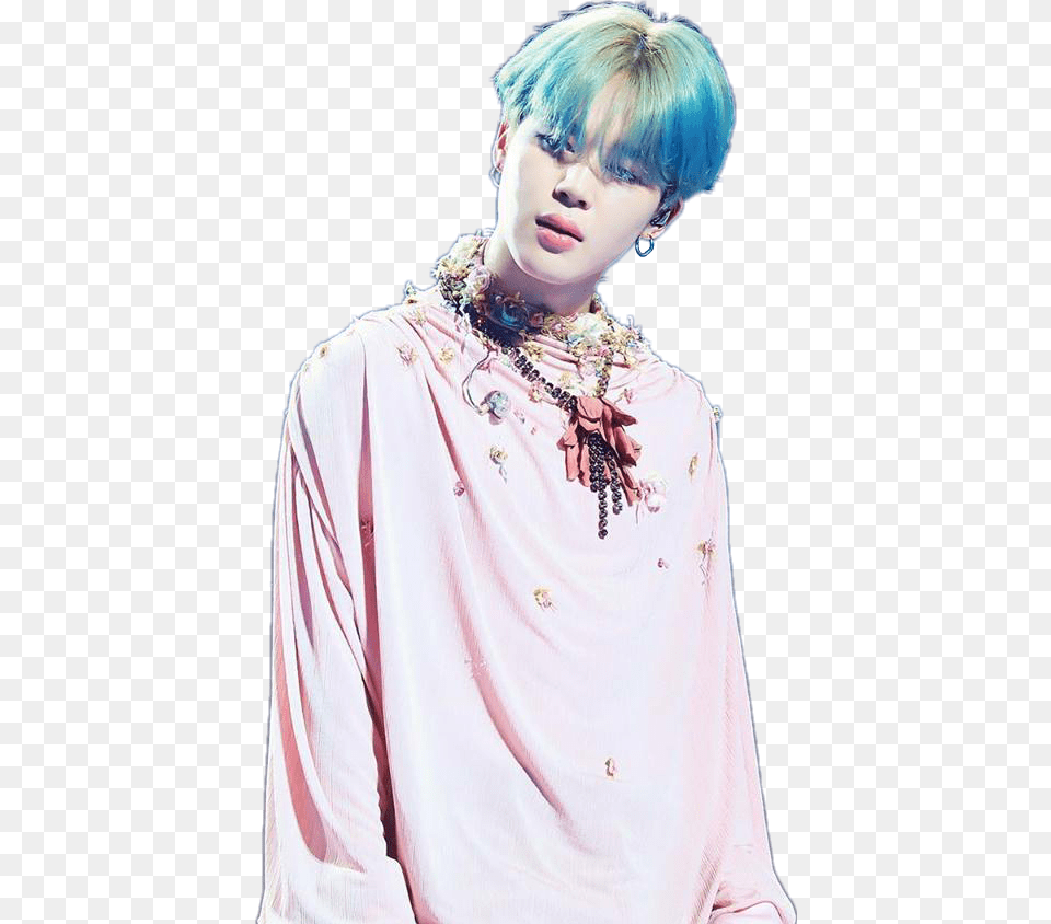 Jimin Blue Jiminbluehair Bts Kpop Love Pink Jimin Bts Blue Hair, Woman, Adult, Person, Female Free Transparent Png