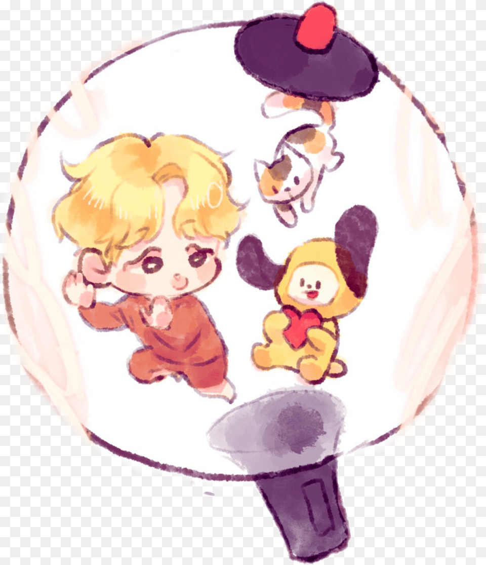 Jimin Bts Chimmy Calico Cat Uwu Bt21 Army Cartoon, Balloon, Baby, Person, Face Png Image