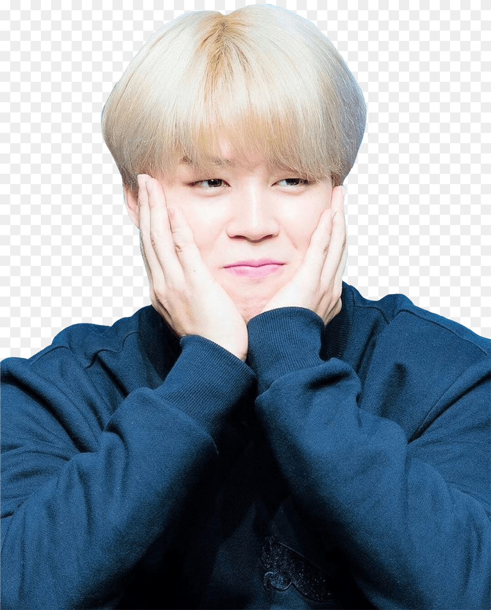 Jimin Flower Cup Pose, Blonde, Hair, Person, Face Png Image