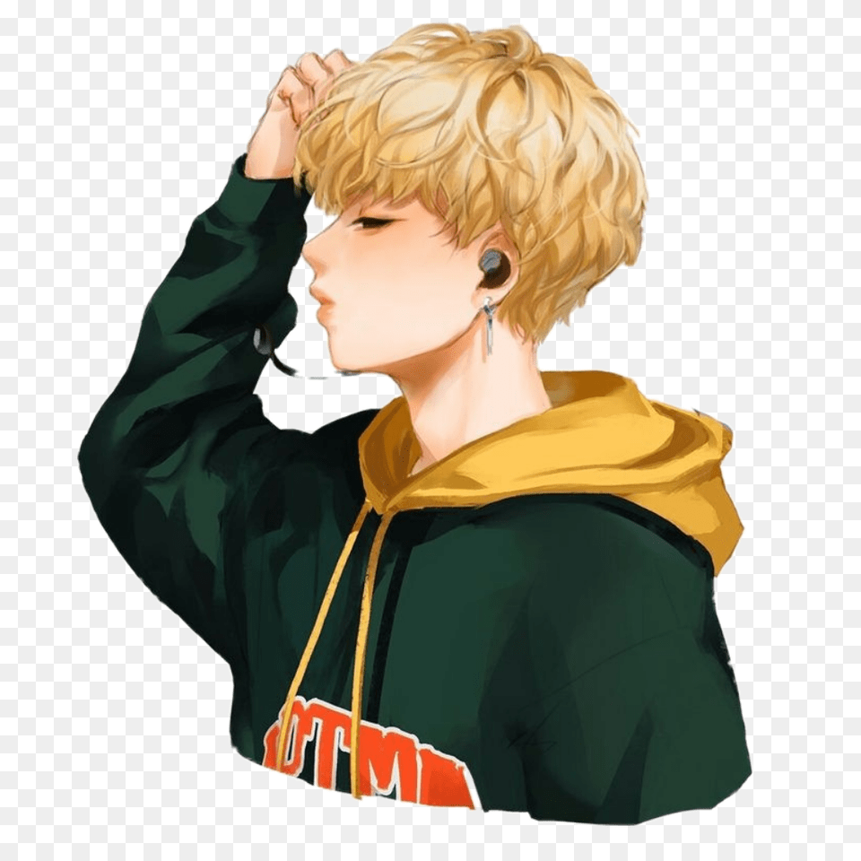 Jimin Parkjimin Bts Fanart Chimchim, Clothing, Coat, Person, Blonde Free Transparent Png