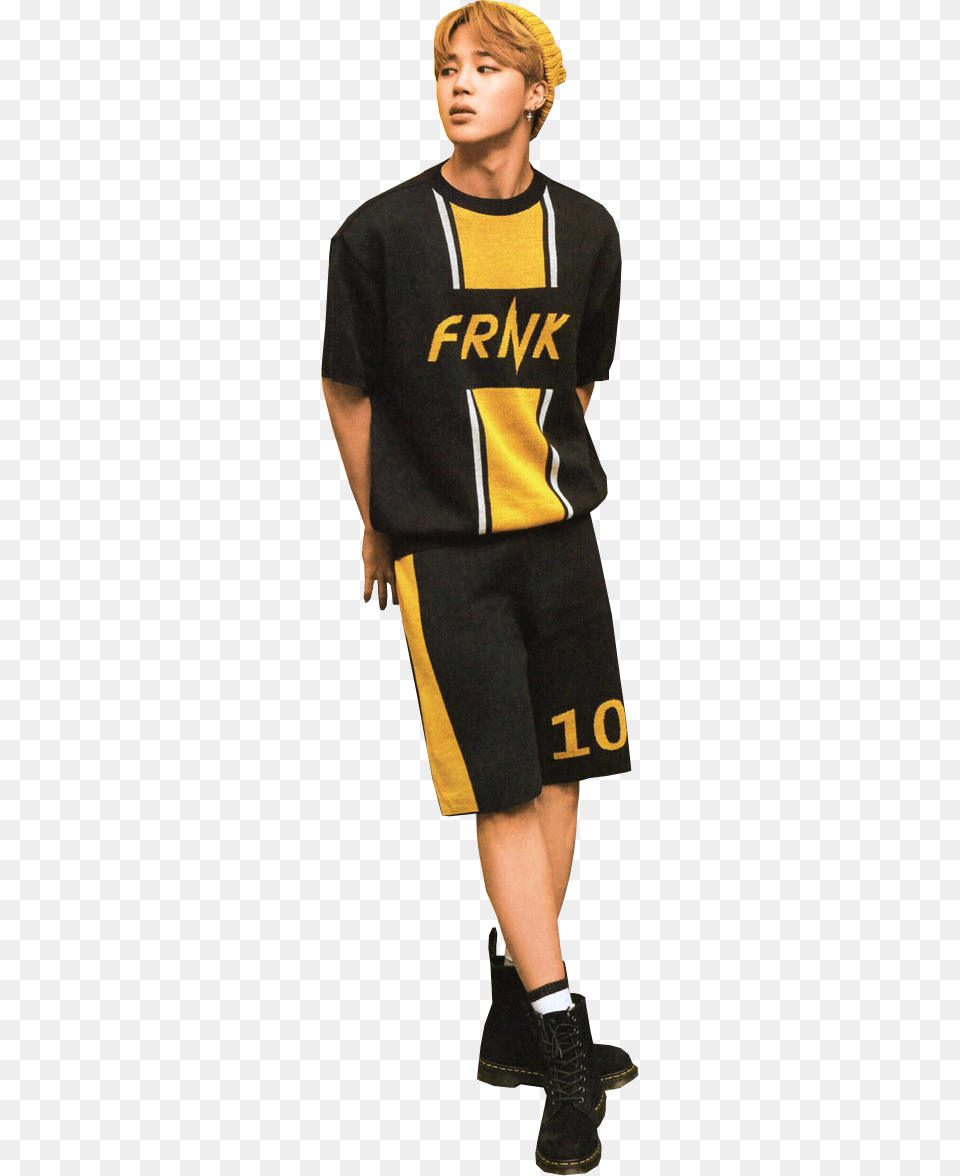 Jimin Yellow, Boy, Shorts, Shoe, Person Free Png Download