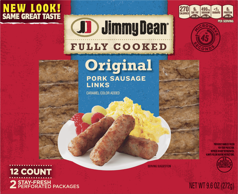 Jimmy Dean Fully Cooked Original Pork Sausage Links Jimmy Dean Sausage Links Png Image