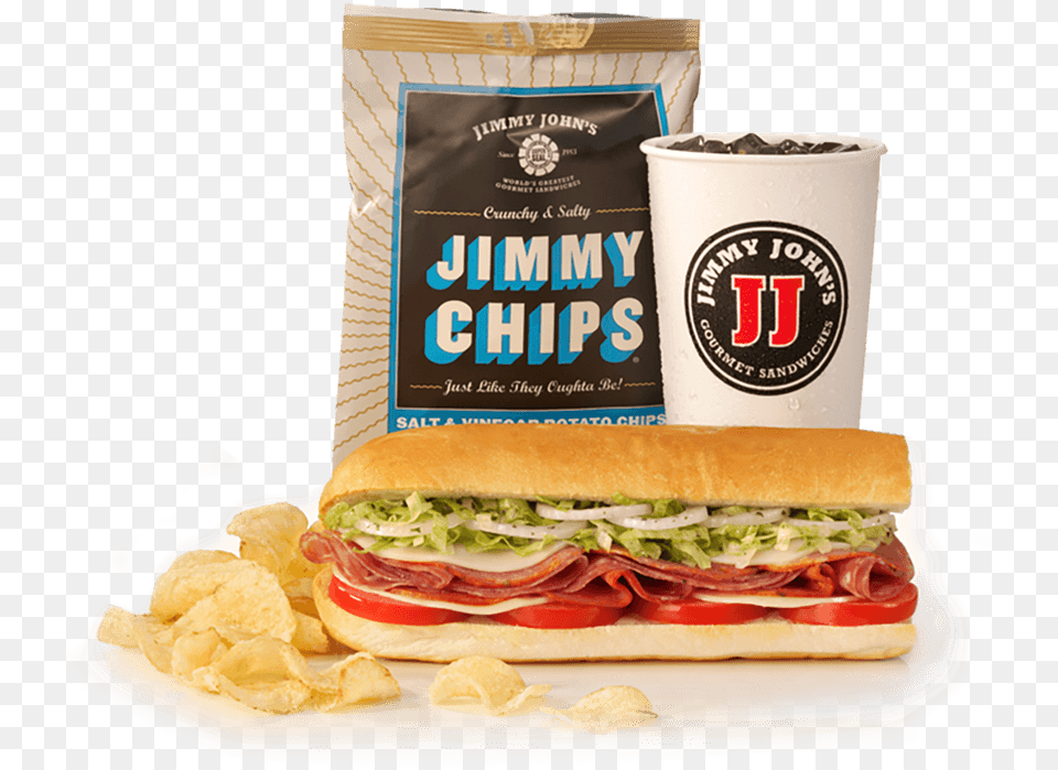 Jimmy Johns Sandwich And Chips, Burger, Food, Lunch, Meal Png Image