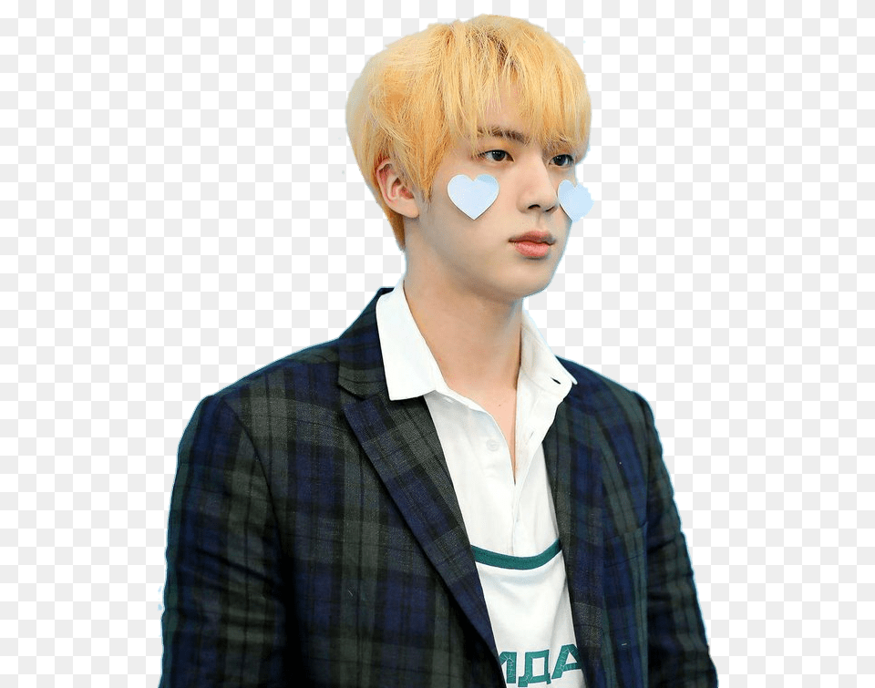 Jin Bts And Seokjin Image Jin Hearts On Cheeks, Blazer, Portrait, Photography, Person Free Transparent Png