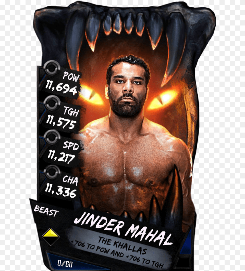 Jindermahal S4 16 Beast Wwe Supercard Beast Cards, Adult, Person, Man, Male Free Png Download