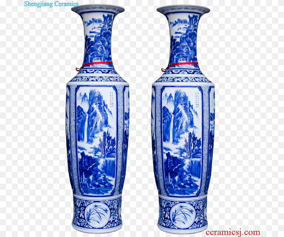 Jingdezhen Ceramic Masters Hand Draw Landscape Vase, Art, Jar, Porcelain, Pottery Free Png