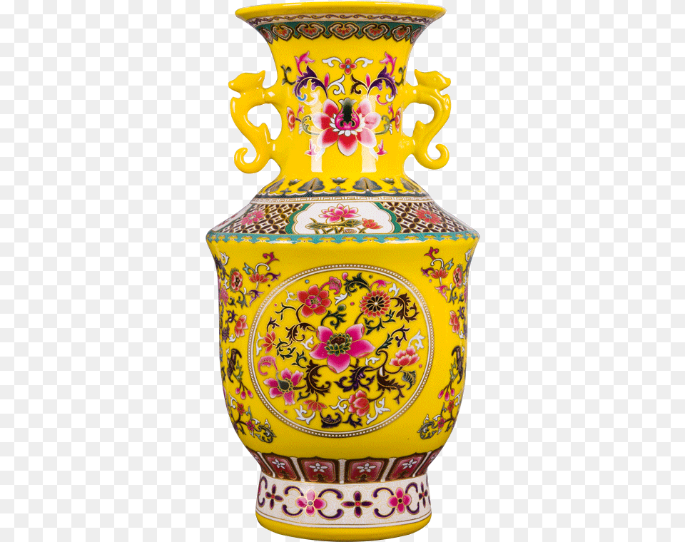 Jingdezhen Ceramic Vases Enamel Yellow Binocular Vase Vase, Art, Jar, Porcelain, Pottery Png