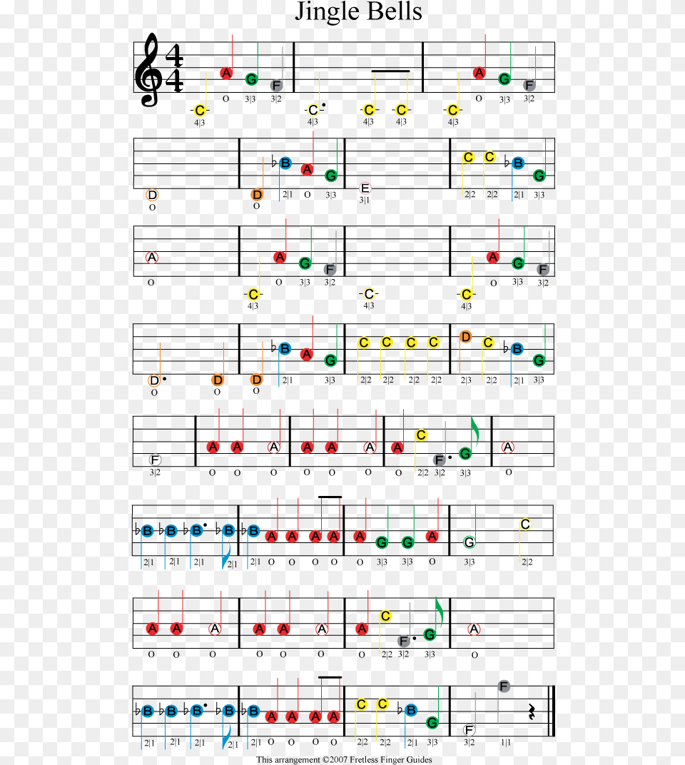 Jingle Bells Easy Color Coded Violin Sheet Music Jingle Bells Notes Violin Beginners, Text, Scoreboard, Paper Png Image