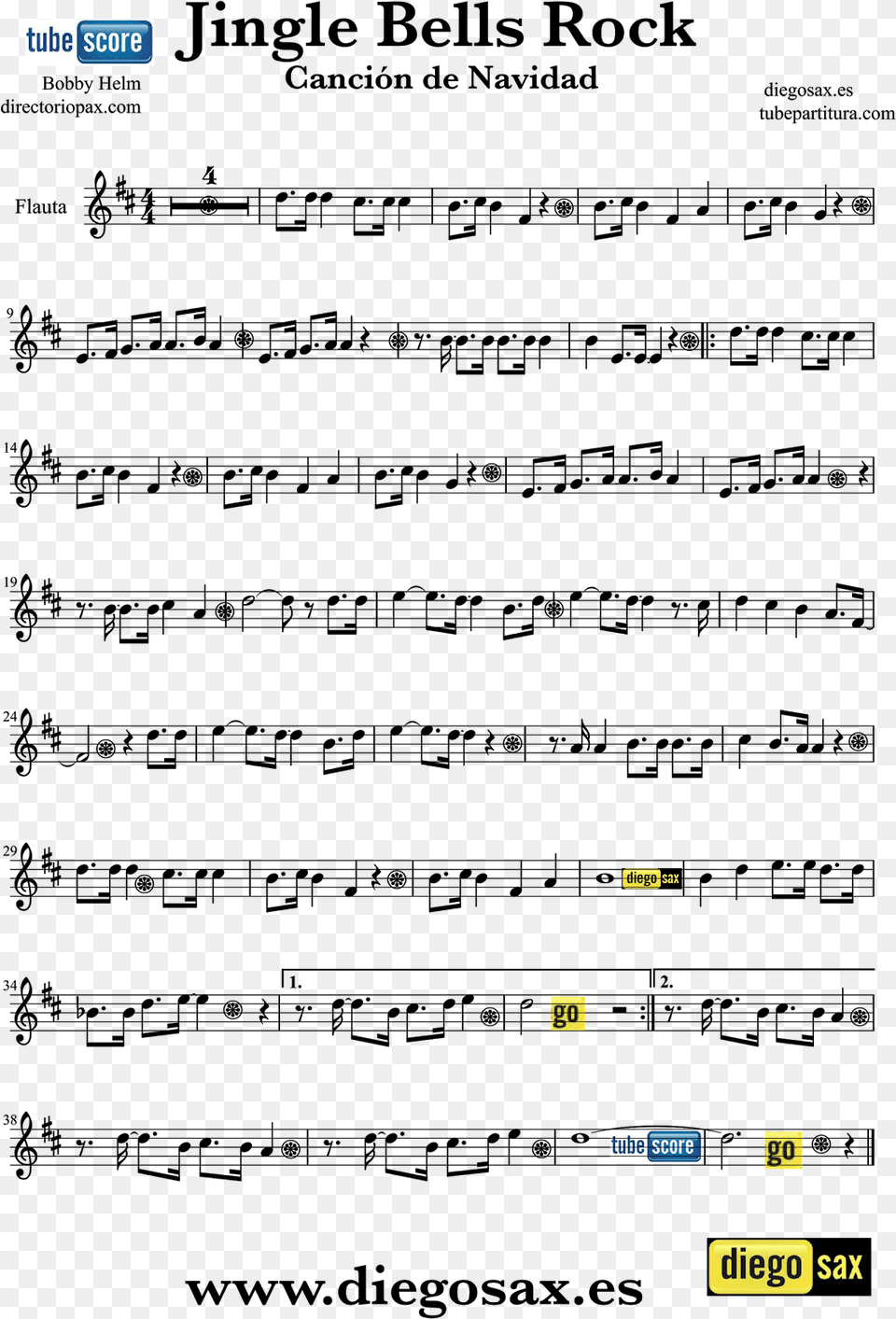 Jingle Bells Rock By Bobby Helm Sheet Music Flute And Trumpet Sheet Music Jingle Bell Rock Png