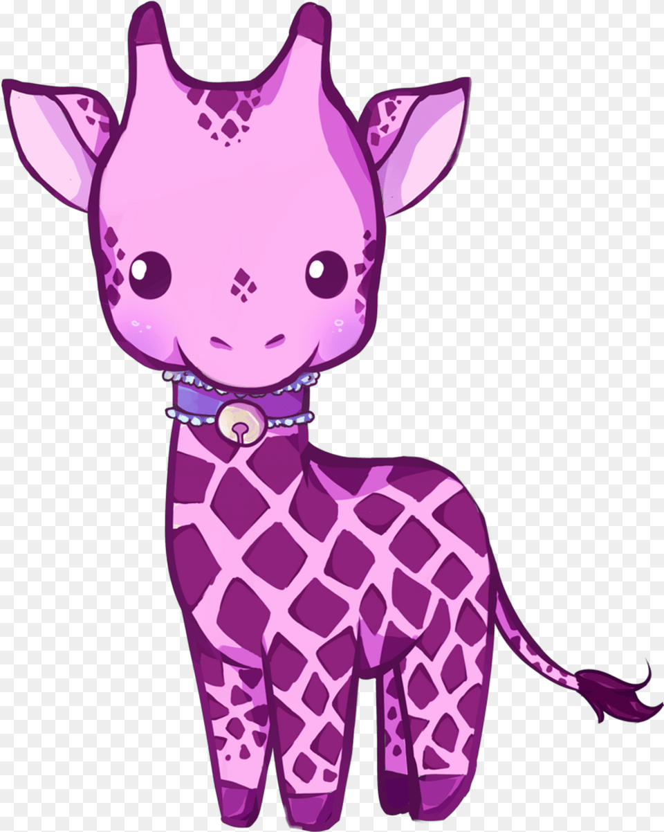 Jirafa Sticker Kawaii Cute Animated Animals Clipart Full Kawaii Cute Giraffe Drawing, Purple, Animal, Dinosaur, Reptile Png