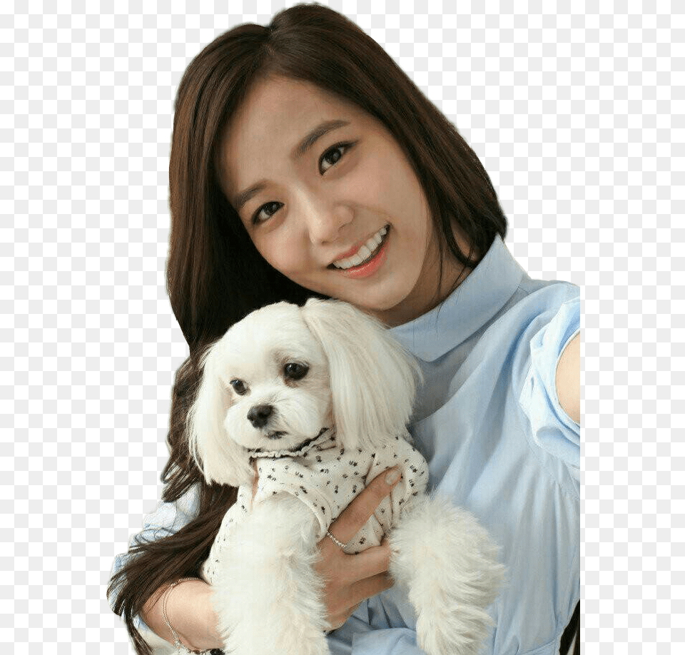 Jisoo Blackpink With Dog, Head, Smile, Portrait, Photography Free Png Download