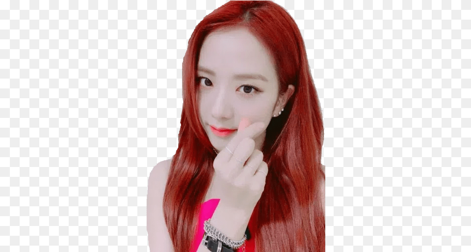 Jisoo Whatsapp Stickers Stickers Cloud Hair Coloring, Person, Red Hair, Adult, Female Png Image