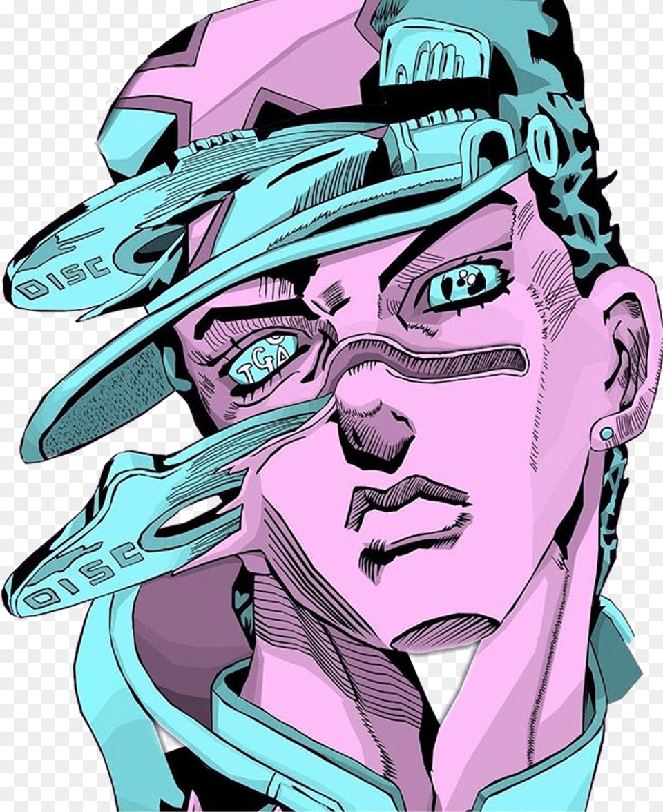 Jjba Jotaro Aesthetic Vaporwave Freetoedit Jotaro Vaporwave, Book, Comics, Publication, Adult Png Image