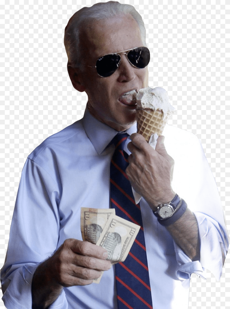 Joe Biden Eating Ice Cream Download Joe Biden Ray Bans, Accessories, Sunglasses, Male, Ice Cream Png