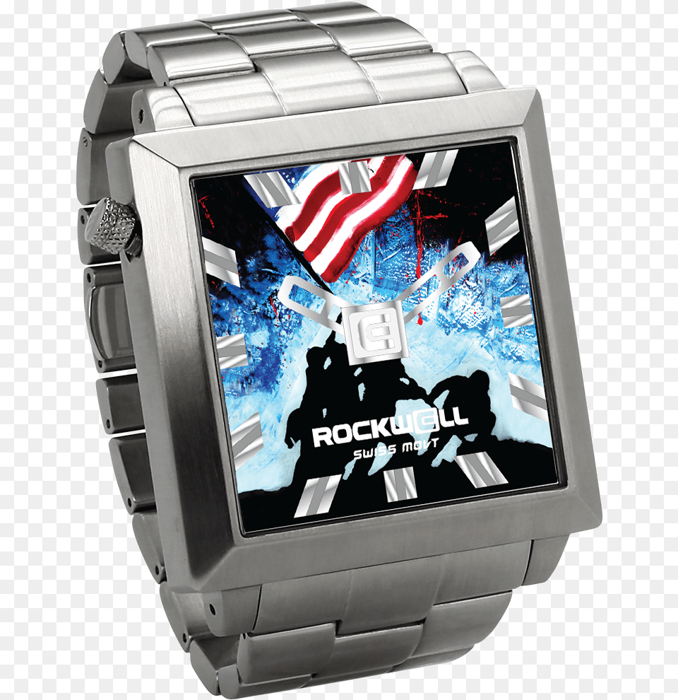 Joe Everson Signature Iwo Jima 50mm2 Silver Square American Flag Watch, Arm, Body Part, Person, Wristwatch Free Png