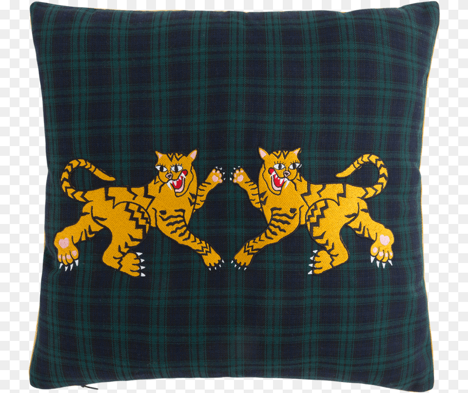 Joe Le Tigre Cushion, Home Decor, Pillow, Tartan, Animal Free Png