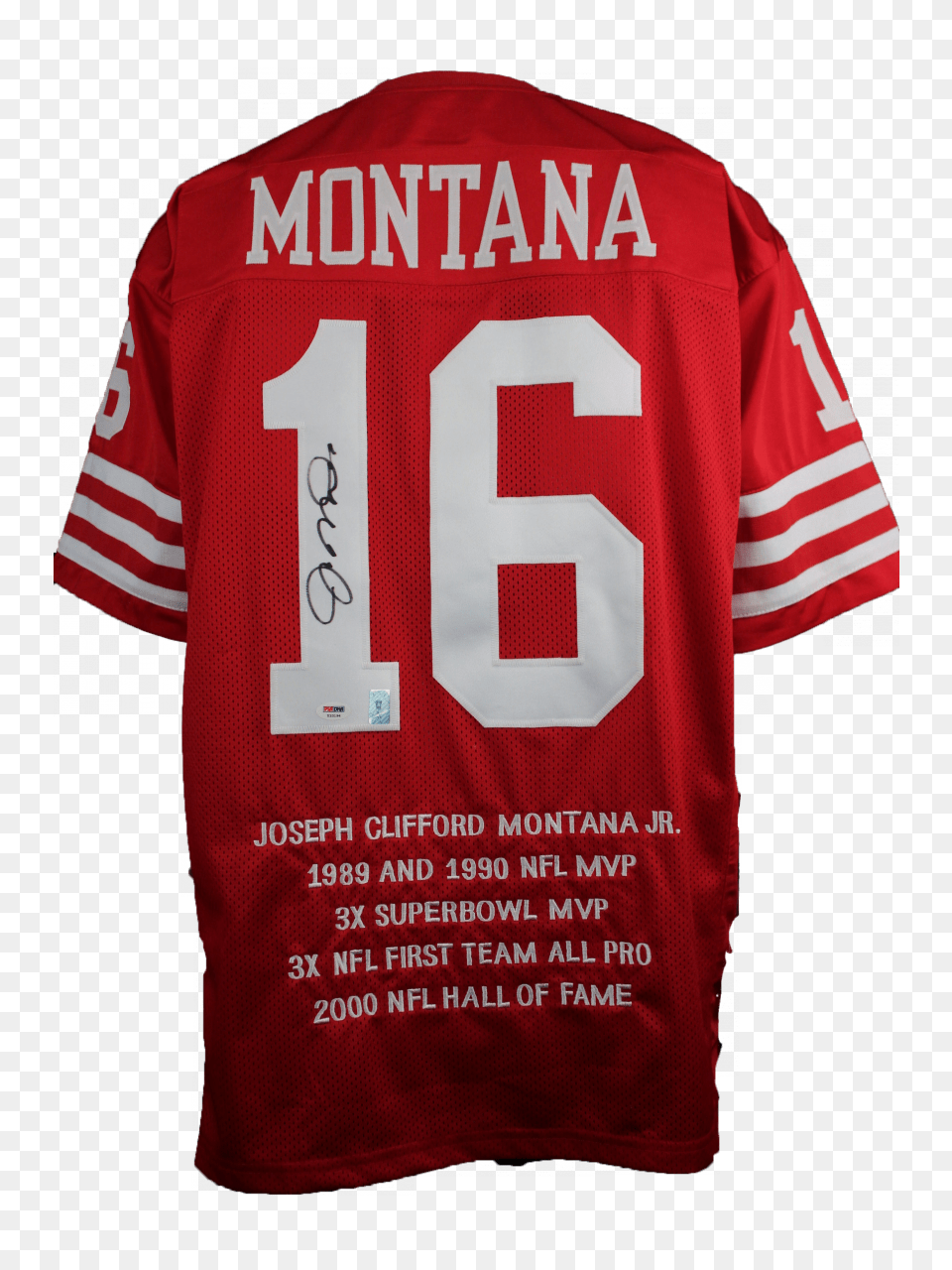 Joe Montana Signed San Francisco 49ers Stat Jersey, Clothing, Shirt, T-shirt, Person Png
