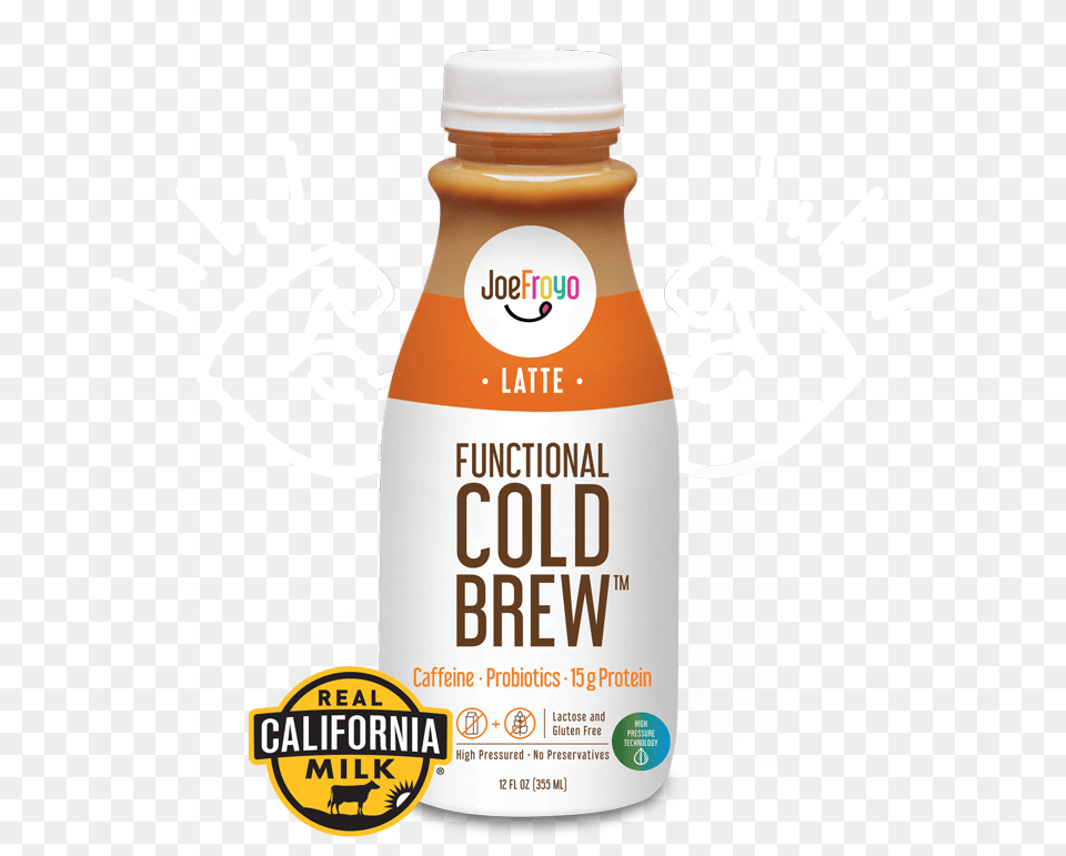 Joefroyo Latte Functional Cold Brew Orange Bottle White Iced, Beverage, Juice Free Png Download