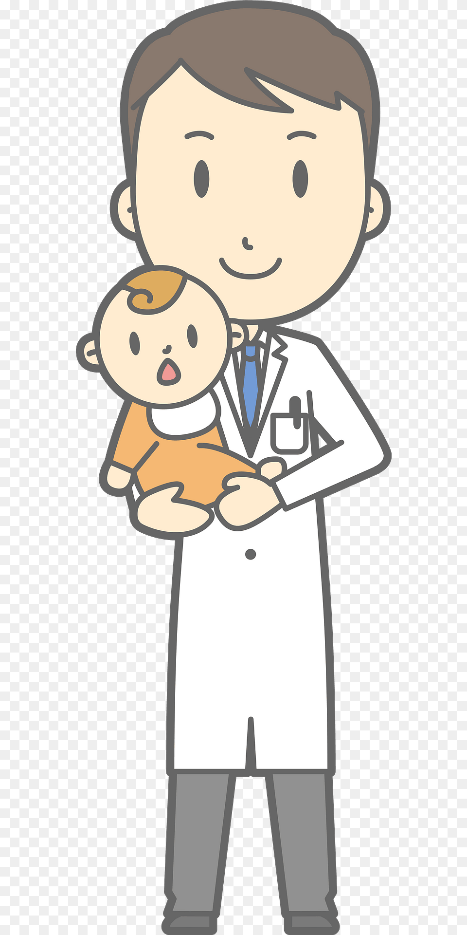 Joel Doctor Is Holding A Baby Clipart, Clothing, Coat, Lab Coat, Person Free Transparent Png