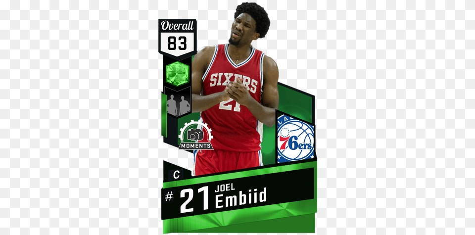 Joel Embiid Emerald Card Nba 2k18 Gilbert Arenas, Adult, Male, Man, Person Png Image