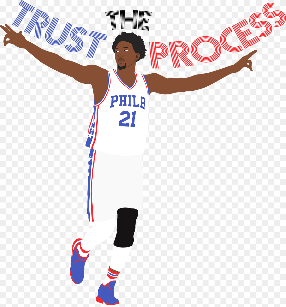 Joel Embiid Illustration On Behance, Person, Shoe, Clothing, Footwear Free Png Download