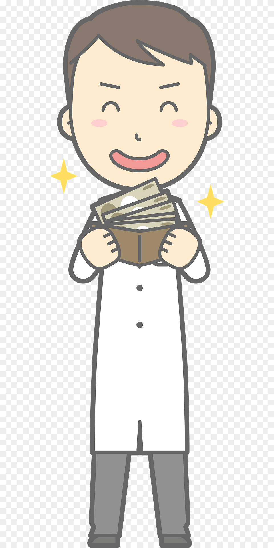 Joel Man Doctor Is Rich With Money Clipart, Book, Clothing, Coat, Comics Png