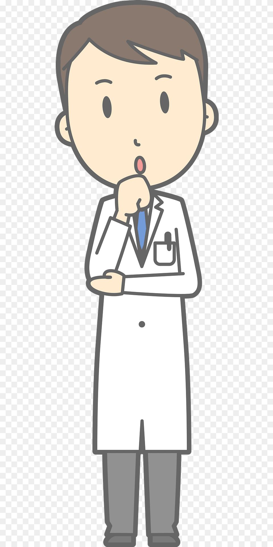 Joel Medical Doctor Is Thinking Clipart, Clothing, Coat, Lab Coat, Person Free Png