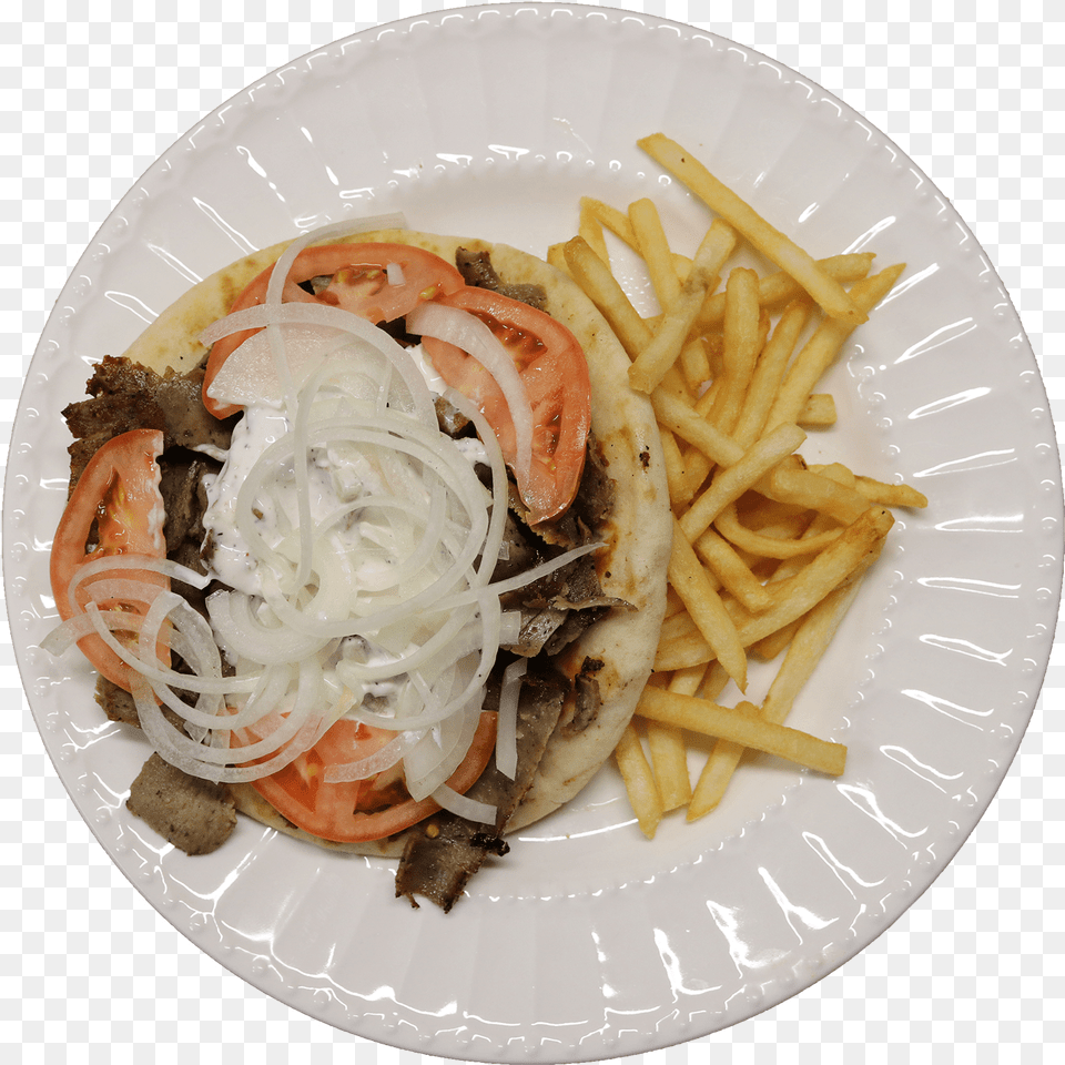 Joey S Red Hots Gyro Platter French Fries, Food, Food Presentation, Meal, Plate Free Png