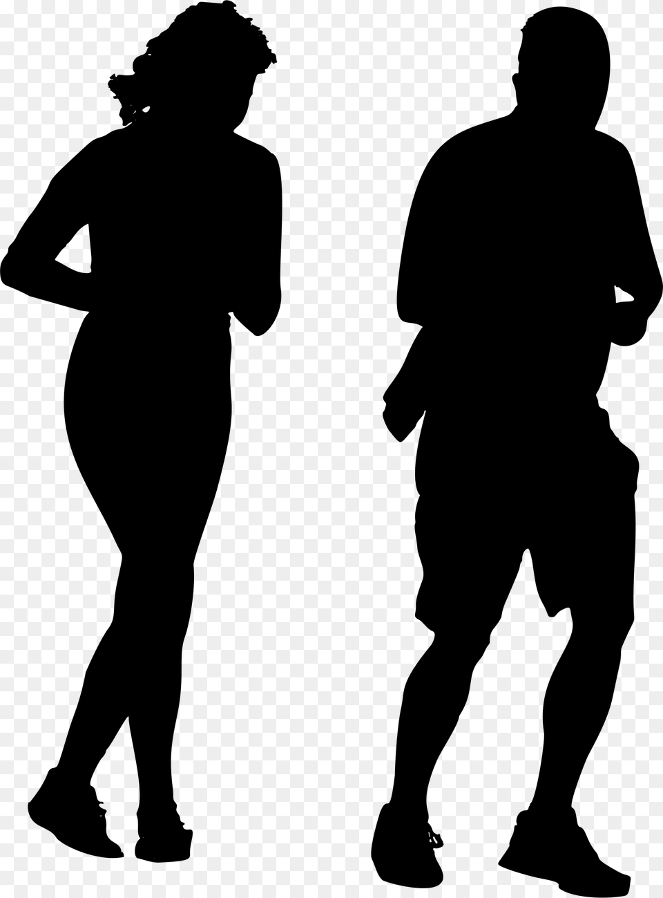 Jogging Couple Silhouette Icons, Gray Free Png