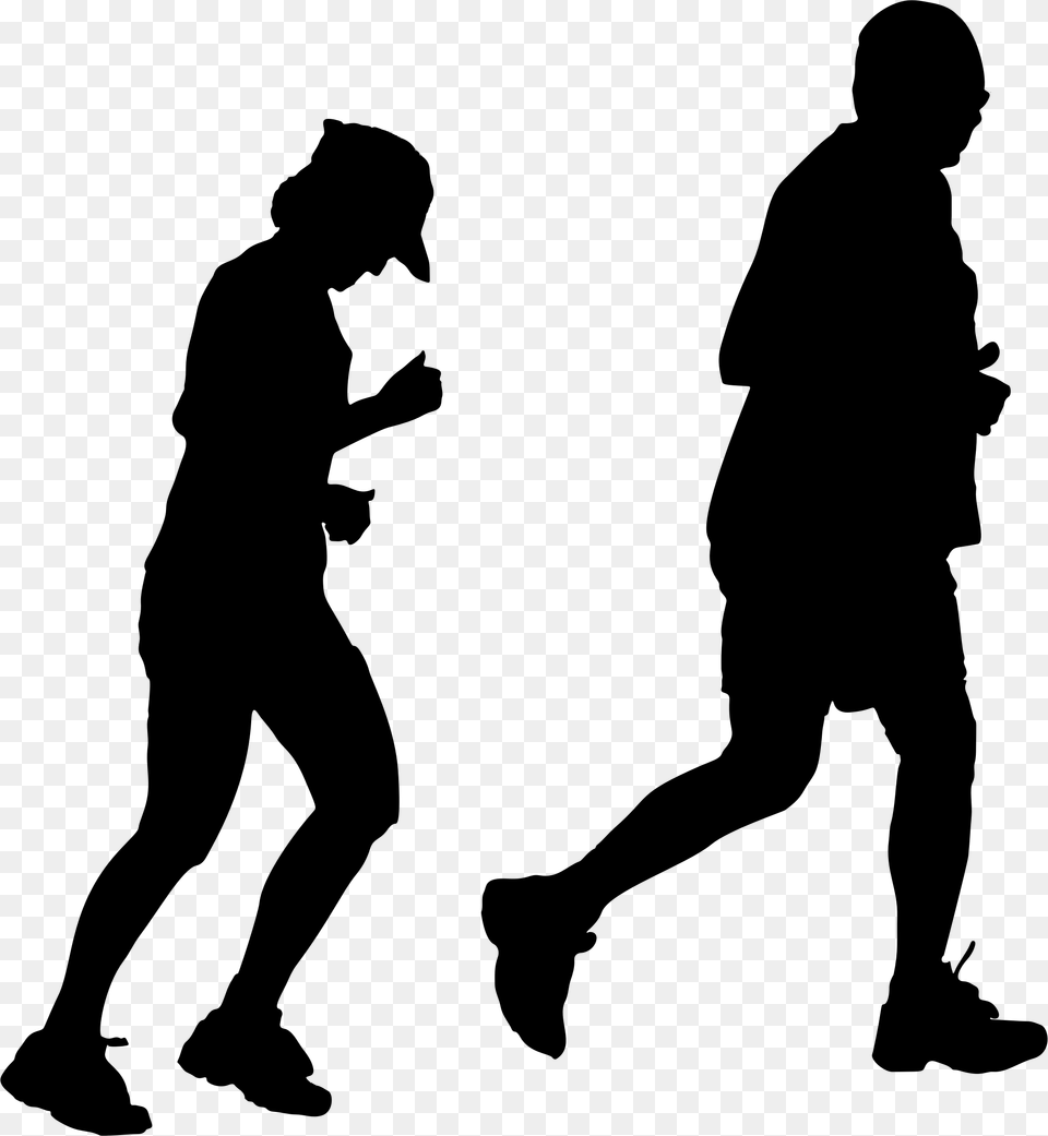 Jogging Silhouette Running Sport Clip Art Old Man Running Silhouette, Gray Free Png Download