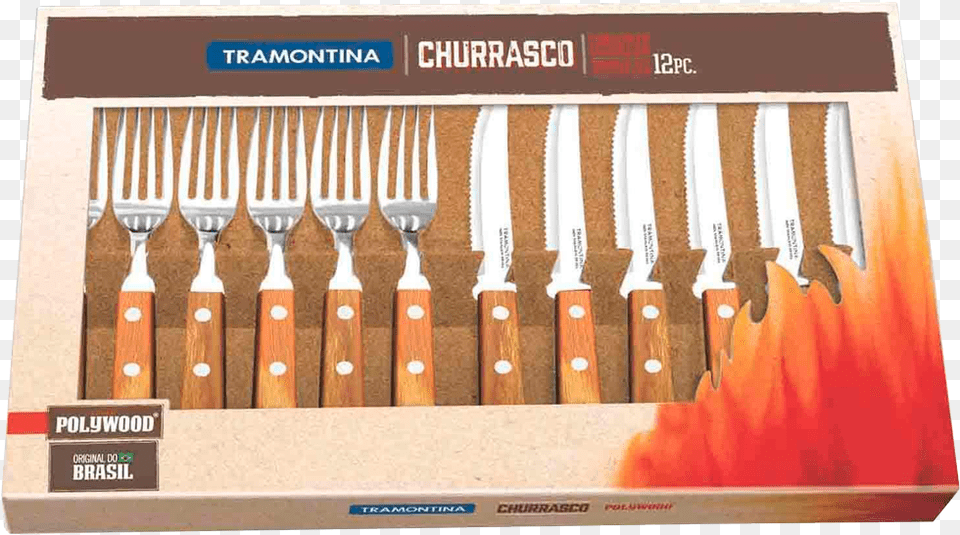Jogo De Talheres Para Churrasco Tramontina Polywood Tramontina Churrasco Set Of 12 Steak Knives, Fork, Cutlery, Spoon, Knife Free Transparent Png